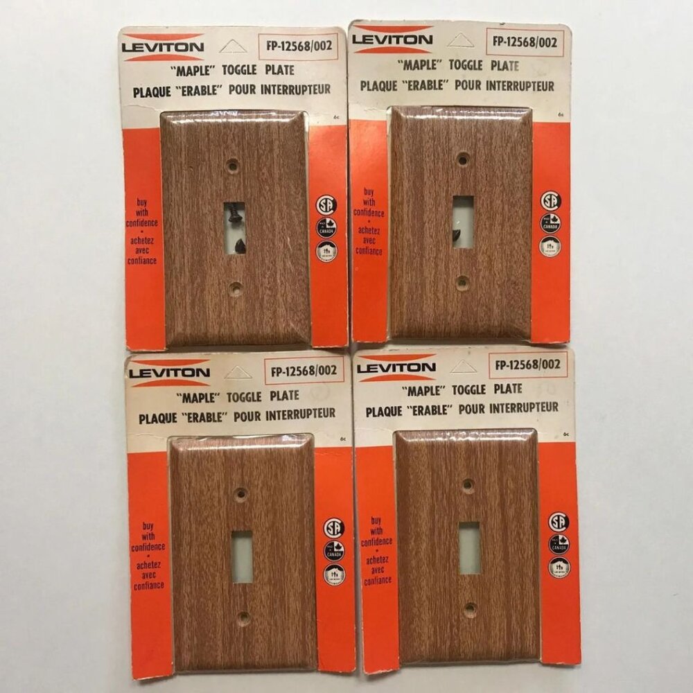 Vintage Faux Wood Light Switch Plate Covers Home Decor Made in Canada